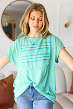 Load image into Gallery viewer, Mint Embroidered Woven Short Sleeve Dolman Top