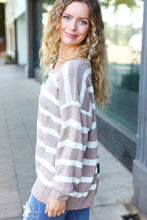 Load image into Gallery viewer, Hunter Green &amp; Taupe Striped Color Block Sweater
