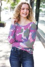 Load image into Gallery viewer, Beautiful You Magenta Floral Vintage Two Tone Knit Top
