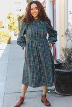 Load image into Gallery viewer, All I Want Hunter Green Plaid Check Woven Pocketed Dress
