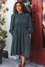 Load image into Gallery viewer, All I Want Hunter Green Plaid Check Woven Pocketed Dress
