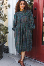 Load image into Gallery viewer, All I Want Hunter Green Plaid Check Woven Pocketed Dress
