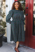 Load image into Gallery viewer, All I Want Hunter Green Plaid Check Woven Pocketed Dress
