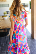 Load image into Gallery viewer, Bold &amp; Beautiful Multicolor Abstract Floral Fit &amp; Flare Midi Dress
