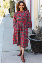 Load image into Gallery viewer, All I Want Hunter Red Plaid Check Woven Pocketed Dress
