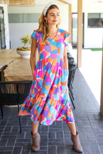 Load image into Gallery viewer, Bold &amp; Beautiful Multicolor Abstract Floral Fit &amp; Flare Midi Dress
