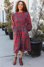 Load image into Gallery viewer, All I Want Hunter Red Plaid Check Woven Pocketed Dress
