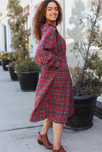 Load image into Gallery viewer, All I Want Hunter Red Plaid Check Woven Pocketed Dress
