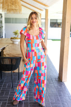 Load image into Gallery viewer, Scarlet &amp; Aqua Geometric Print Wide Leg Jumpsuit
