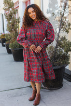 Load image into Gallery viewer, All I Want Hunter Red Plaid Check Woven Pocketed Dress
