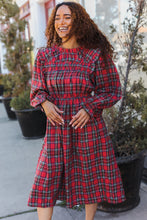 Load image into Gallery viewer, All I Want Hunter Red Plaid Check Woven Pocketed Dress
