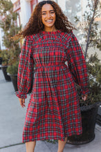 Load image into Gallery viewer, All I Want Hunter Red Plaid Check Woven Pocketed Dress
