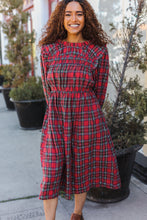 Load image into Gallery viewer, All I Want Hunter Red Plaid Check Woven Pocketed Dress
