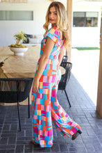 Load image into Gallery viewer, Scarlet &amp; Aqua Geometric Print Wide Leg Jumpsuit
