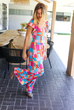 Load image into Gallery viewer, Scarlet &amp; Aqua Geometric Print Wide Leg Jumpsuit
