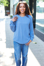 Load image into Gallery viewer, Everyday Vintage Denim Rib Mineral Wash Long Sleeve Top
