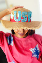 Load image into Gallery viewer, USA Sequin Frayed Edge Straw Hat
