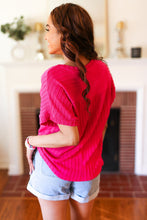 Load image into Gallery viewer, Be Your Best Fuchsia Cable Knit Dolman Short Sleeve Sweater Top
