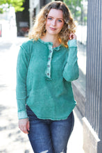 Load image into Gallery viewer, Get Cozy Forest Washed Baby Waffle Henley Top
