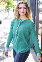 Load image into Gallery viewer, Get Cozy Forest Washed Baby Waffle Henley Top
