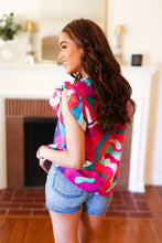 Load image into Gallery viewer, Find Yourself Fuchsia Geo Abstract V Neck Flutter Sleeve Top
