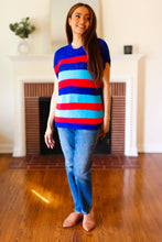 Load image into Gallery viewer, Forget Me Not Royal Blue Stripe Short Sleeve Dolman Sweater
