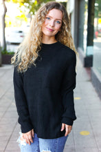 Load image into Gallery viewer, Classy Chic Black Mock Neck Chest Pocket Knit Sweater
