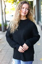 Load image into Gallery viewer, Classy Chic Black Mock Neck Chest Pocket Knit Sweater
