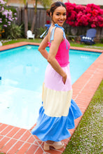 Load image into Gallery viewer, Vacay Vibes Hot Pink &amp; Blue Smocked Color Block Maxi Dress
