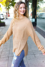 Load image into Gallery viewer, Classy Chic Taupe Mock Neck Chest Pocket Knit Sweater
