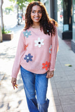 Load image into Gallery viewer, Eyes On You Terracotta Flower Patch Oversized Knit Sweater
