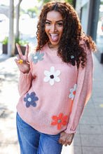 Load image into Gallery viewer, Eyes On You Terracotta Flower Patch Oversized Knit Sweater
