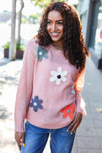 Load image into Gallery viewer, Eyes On You Terracotta Flower Patch Oversized Knit Sweater
