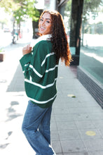 Load image into Gallery viewer, Fall For You Hunter Green Stripe Notched Neck Collared Oversized Sweater
