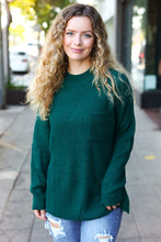 Load image into Gallery viewer, Classy Chic Hunter Green Mock Neck Chest Pocket Knit Sweater
