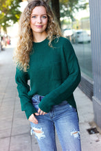 Load image into Gallery viewer, Classy Chic Hunter Green Mock Neck Chest Pocket Knit Sweater
