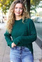 Load image into Gallery viewer, Classy Chic Hunter Green Mock Neck Chest Pocket Knit Sweater
