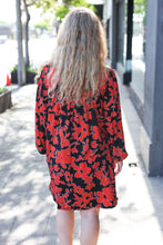 Load image into Gallery viewer, Boldly You Rust &amp; Black Floral Print Front Tie Dress
