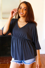 Load image into Gallery viewer, Easy To Love Charcoal Babydoll Dolman Modal V Neck Top
