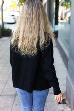 Load image into Gallery viewer, Follow Me Black Pointelle Knit Button Down Cardigan
