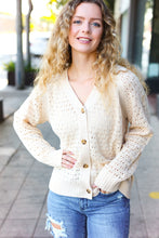 Load image into Gallery viewer, Follow Me Oatmeal Pointelle Knit Button Down Cardigan
