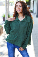 Load image into Gallery viewer, Easy Living Olive Textured Knit Notch Neck Oversized Collar Sweater
