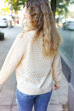 Load image into Gallery viewer, Follow Me Oatmeal Pointelle Knit Button Down Cardigan
