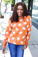 Load image into Gallery viewer, Game Day Orange Football Print Jacquard Knit Sweater
