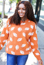 Load image into Gallery viewer, Game Day Orange Football Print Jacquard Knit Sweater
