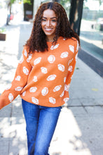 Load image into Gallery viewer, Game Day Orange Football Print Jacquard Knit Sweater
