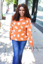 Load image into Gallery viewer, Game Day Orange Football Print Jacquard Knit Sweater
