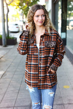 Load image into Gallery viewer, Put Together Rust Plaid &amp; Animal Print Button Down Jacket
