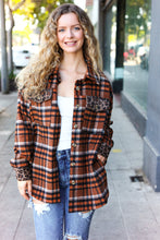 Load image into Gallery viewer, Put Together Rust Plaid &amp; Animal Print Button Down Jacket
