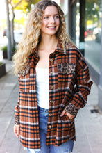 Load image into Gallery viewer, Put Together Rust Plaid &amp; Animal Print Button Down Jacket
